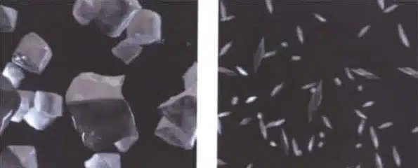 La calcite est plus grosse que l'aragonite