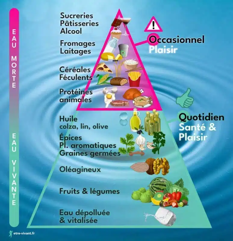 eau-pyramide-alimentaire-sante-plaisir-1024 L'eau vivante dans la pyramide alimentaire. Limiter les produits transformés pour favoriser les produits naturels crus.
